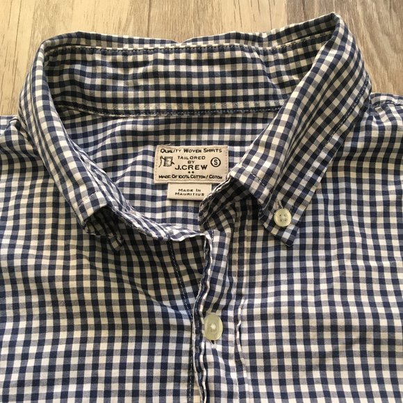 J. Crew Factory Blue and White Gingham Men's Shirt - Picture 3 of 4